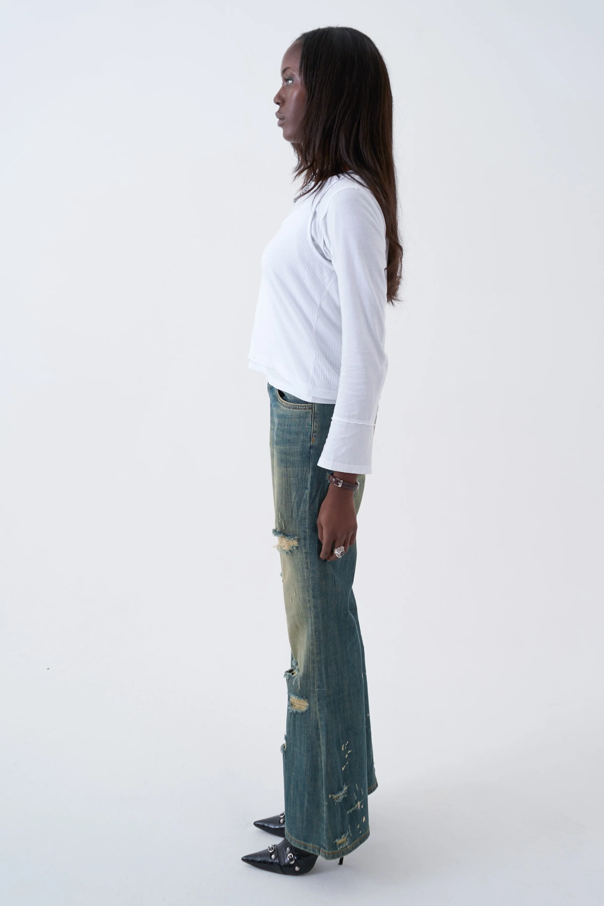 Alexa Distressed Bootcut Jeans - Image 6