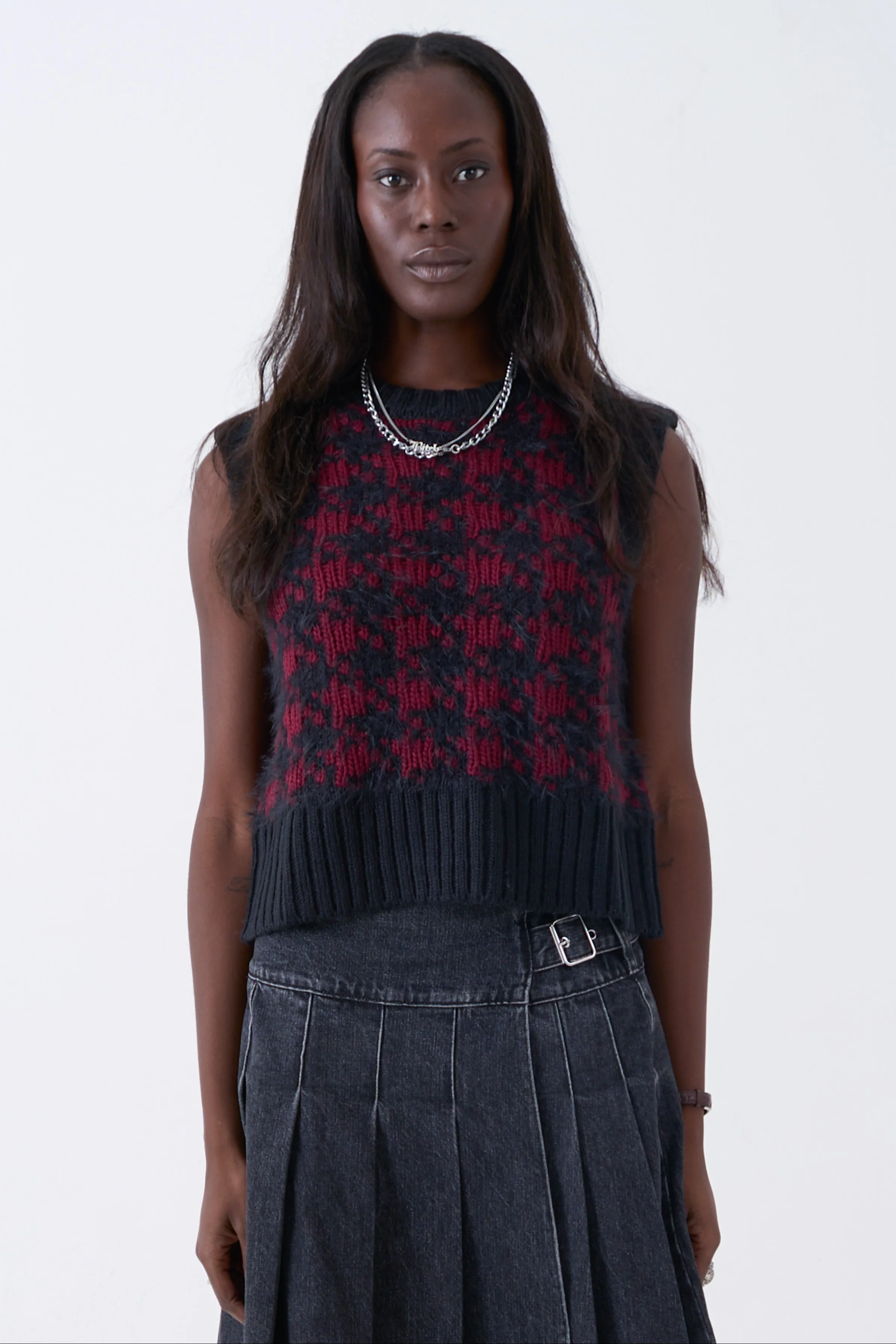 Jasper Grunge Houndstooth Knit Vest