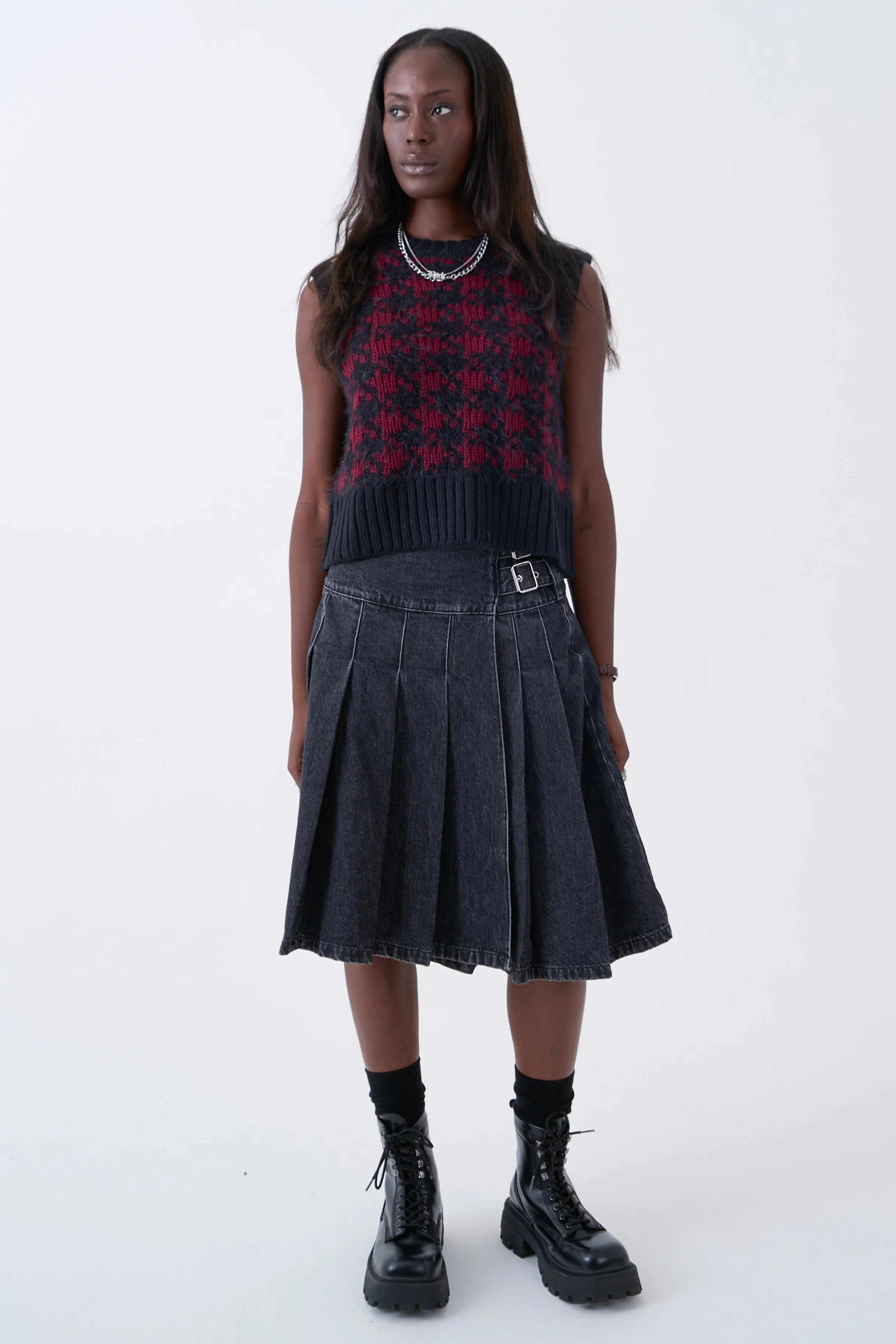 Jasper Grunge Houndstooth Knit Vest - Image 2