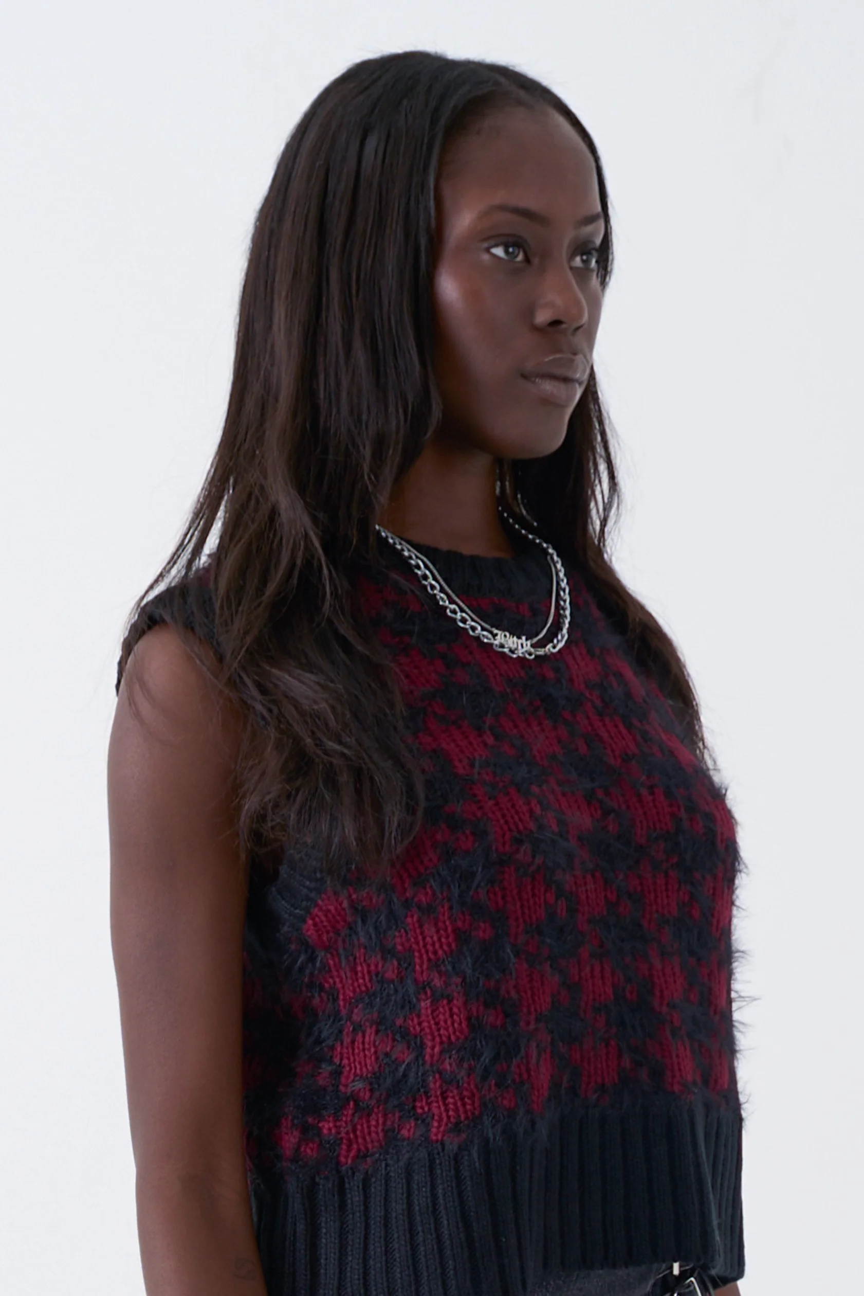Jasper Grunge Houndstooth Knit Vest - Image 3