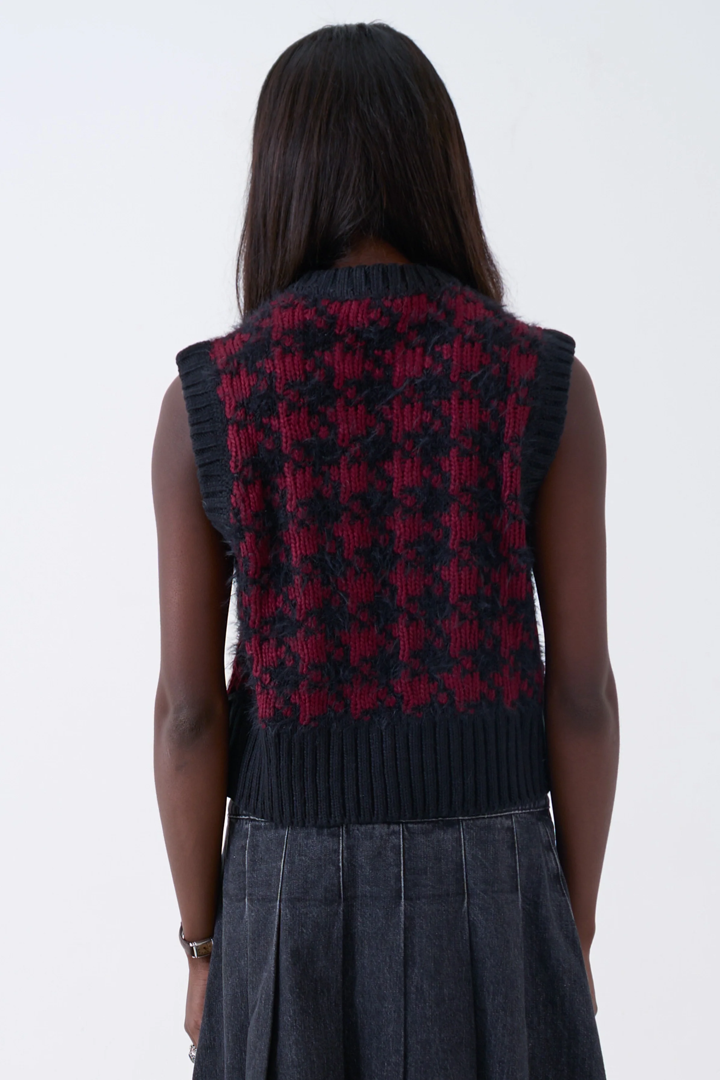 Jasper Grunge Houndstooth Knit Vest - Image 5