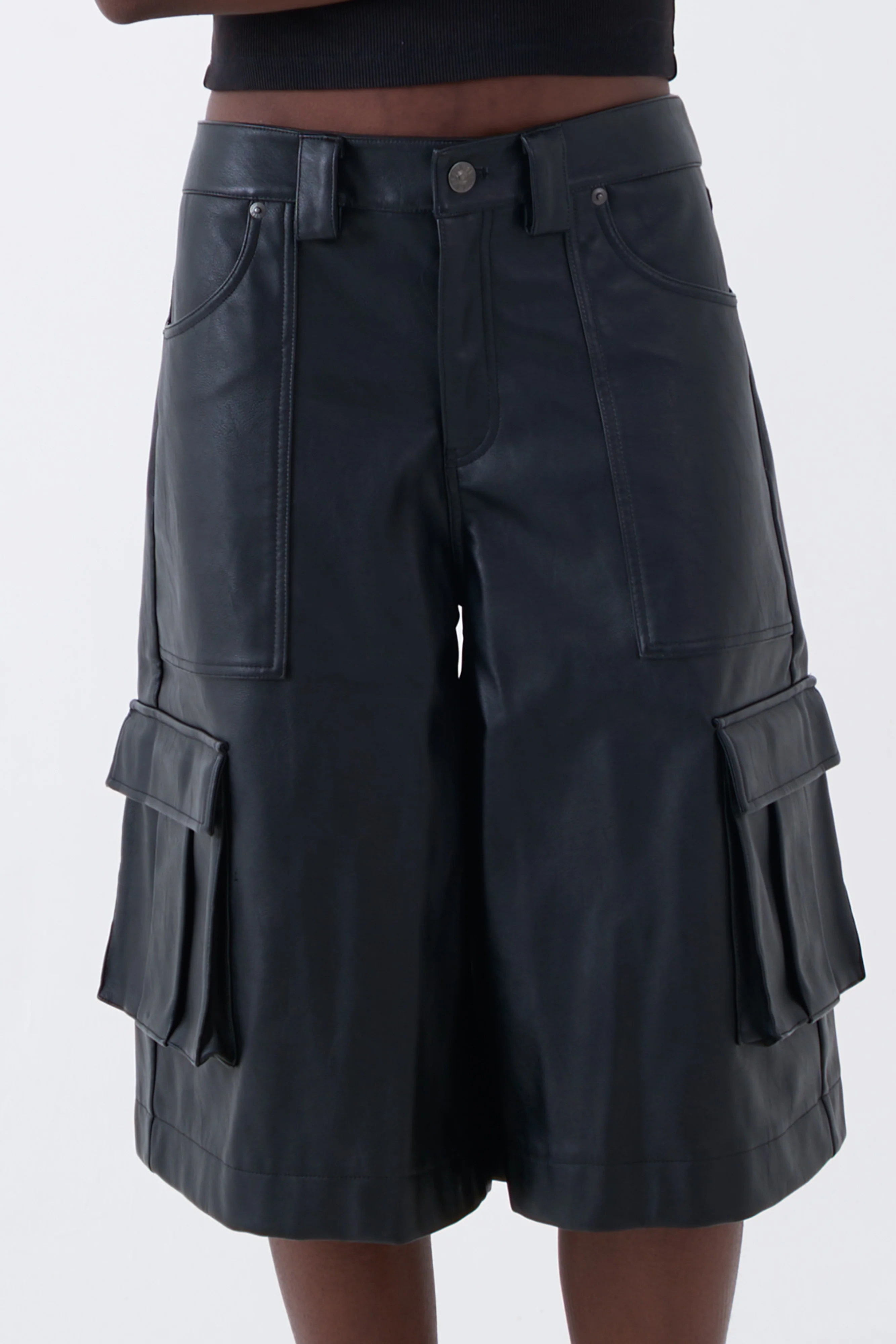 Jolt Faux Leather Bermuda Shorts - Image 5