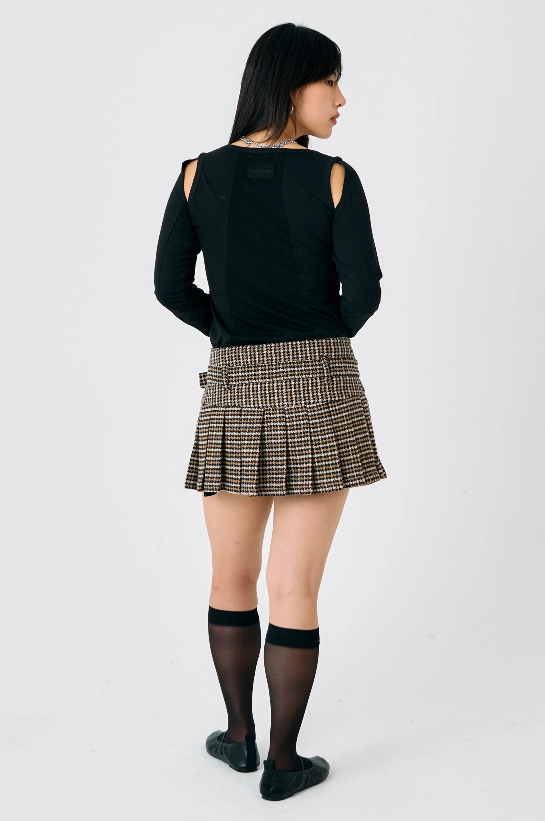 Moor Houndstooth Pleated Mini Skirt - Image 4