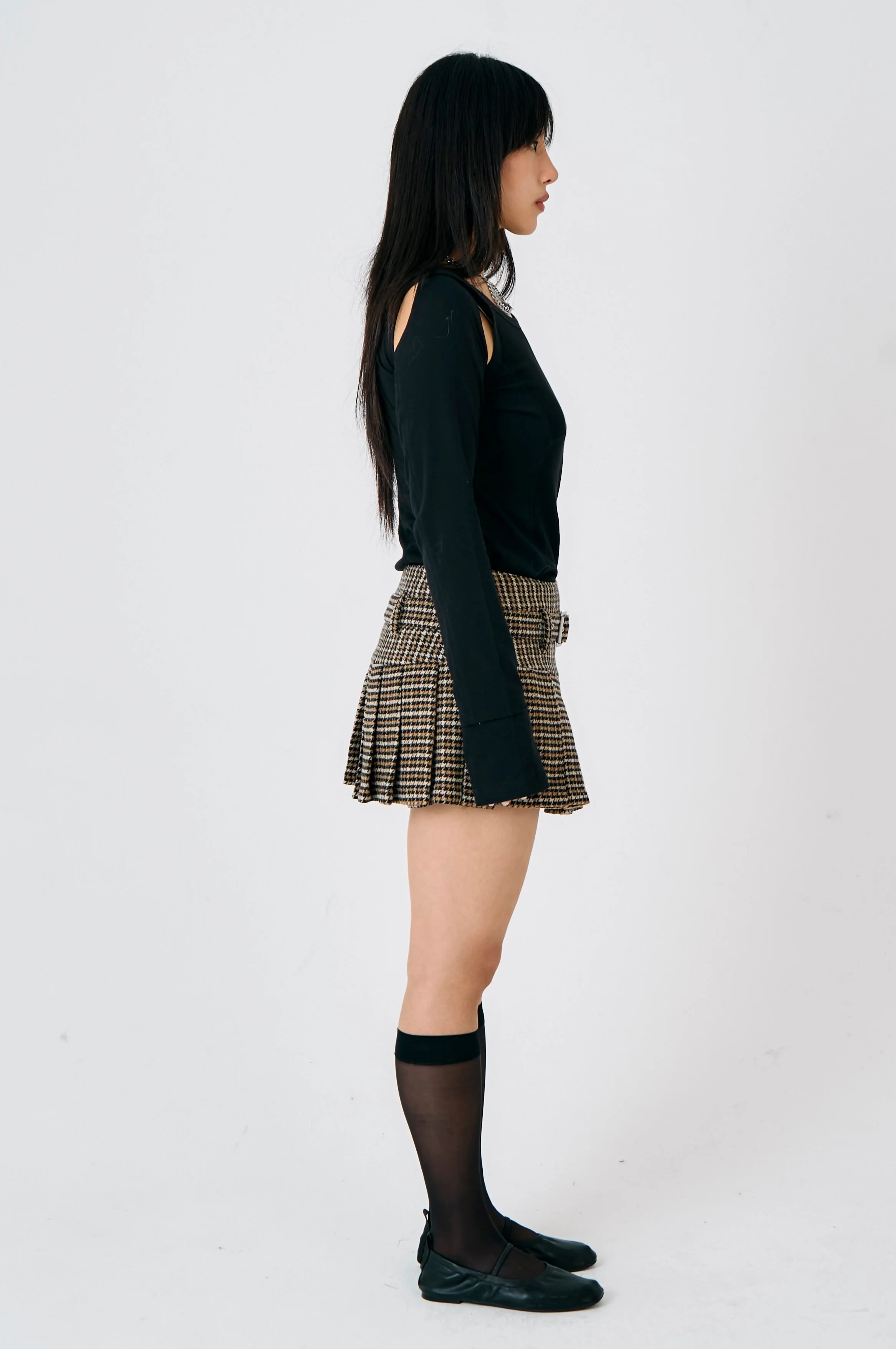 Moor Houndstooth Pleated Mini Skirt - Image 5