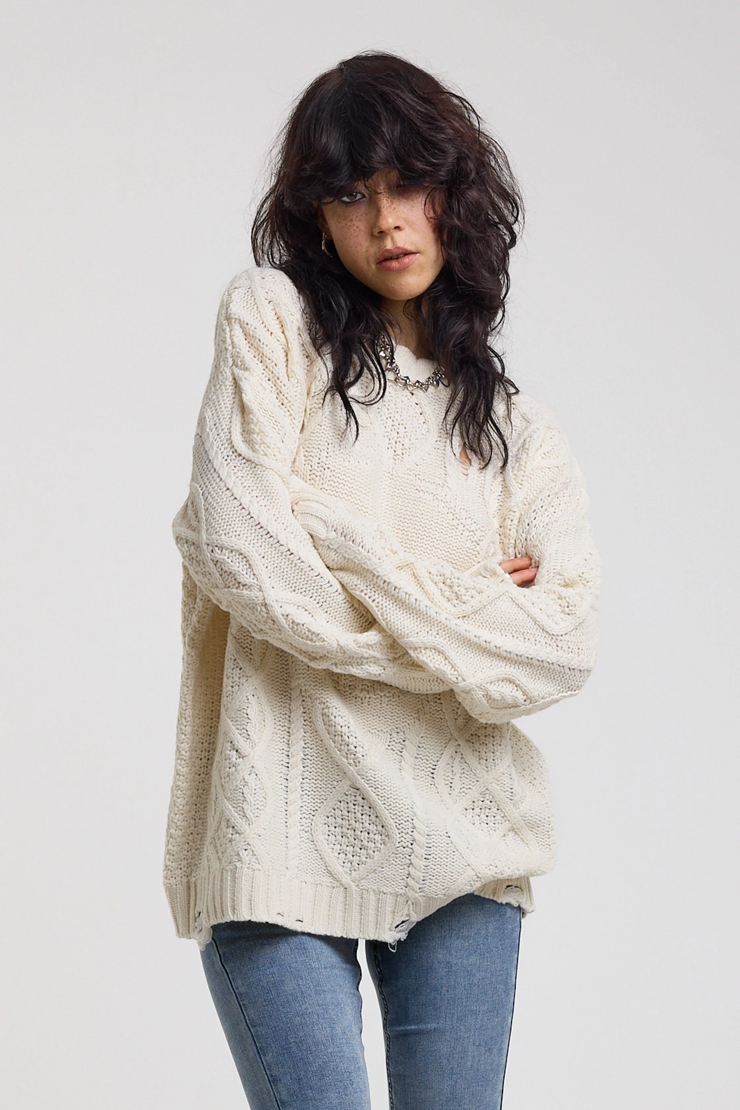 Skull Oversized Cable Knit Jumper