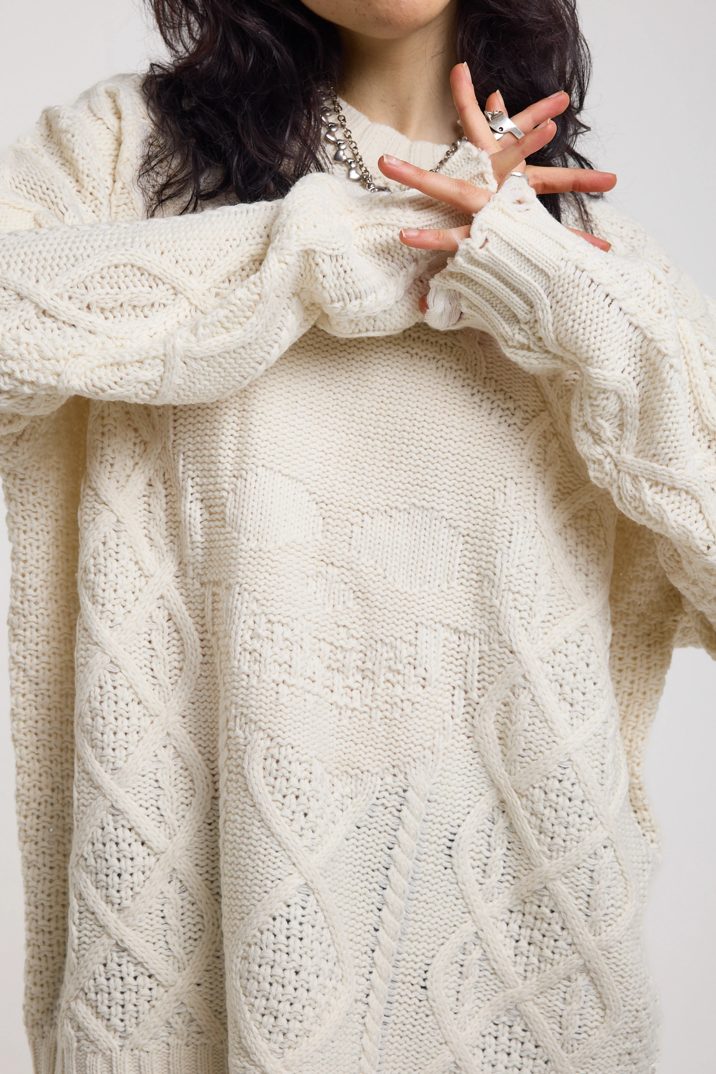 Skull Oversized Cable Knit Jumper - Image 2