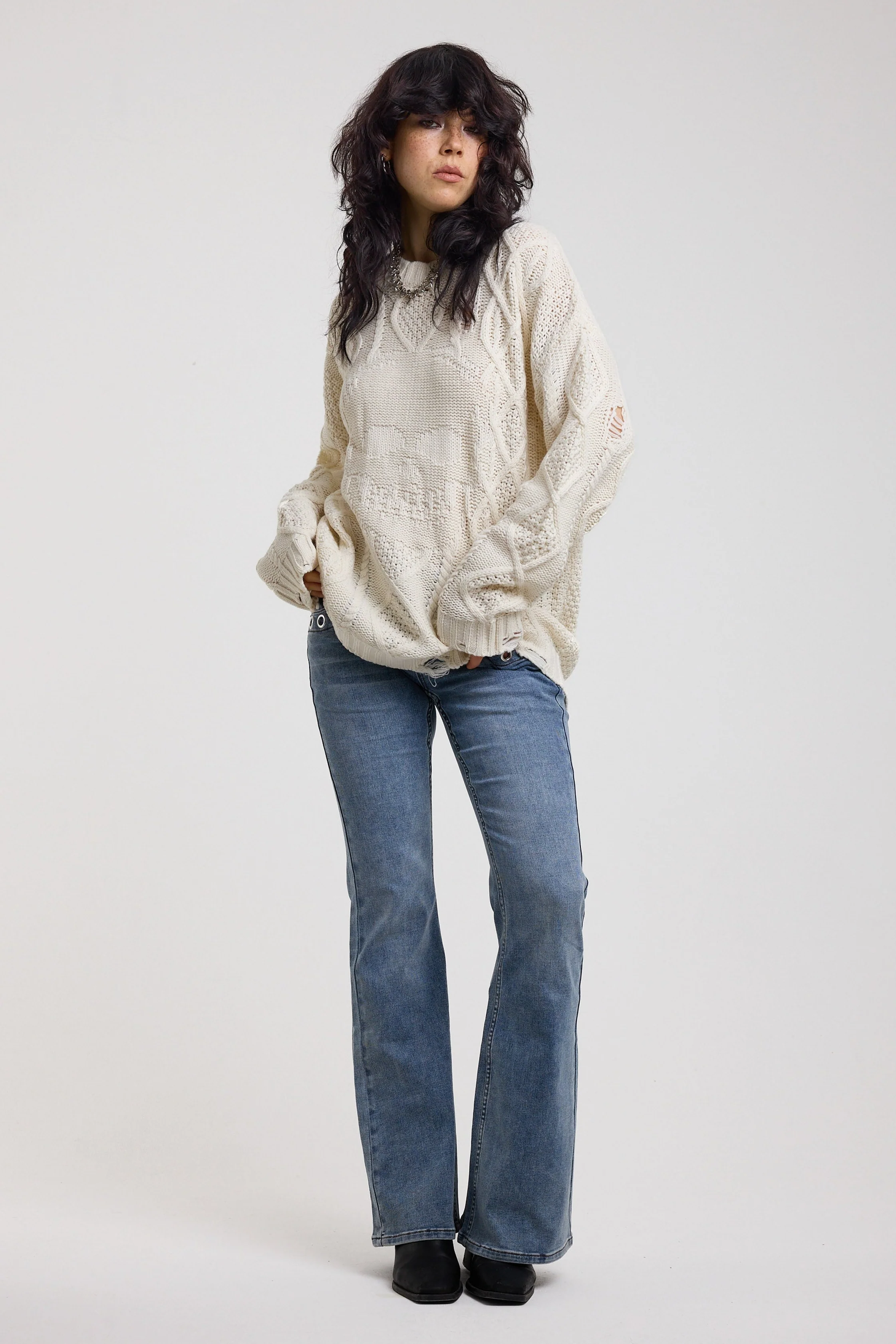 Skull Oversized Cable Knit Jumper - Image 3