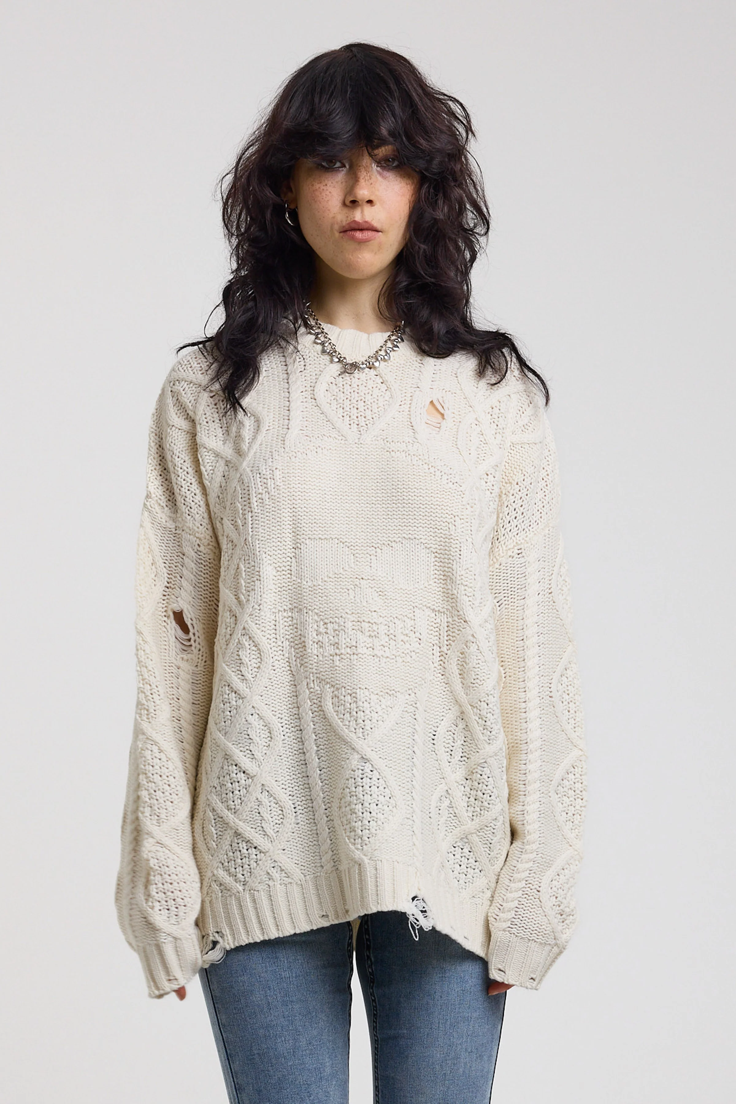 Skull Oversized Cable Knit Jumper - Image 4