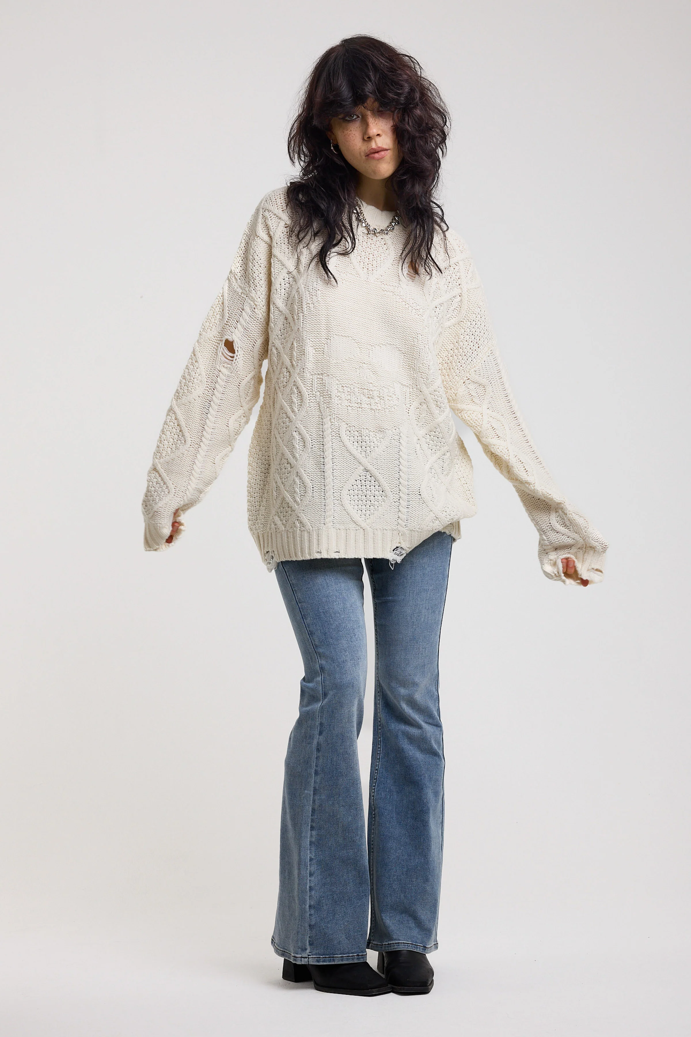Skull Oversized Cable Knit Jumper - Image 5