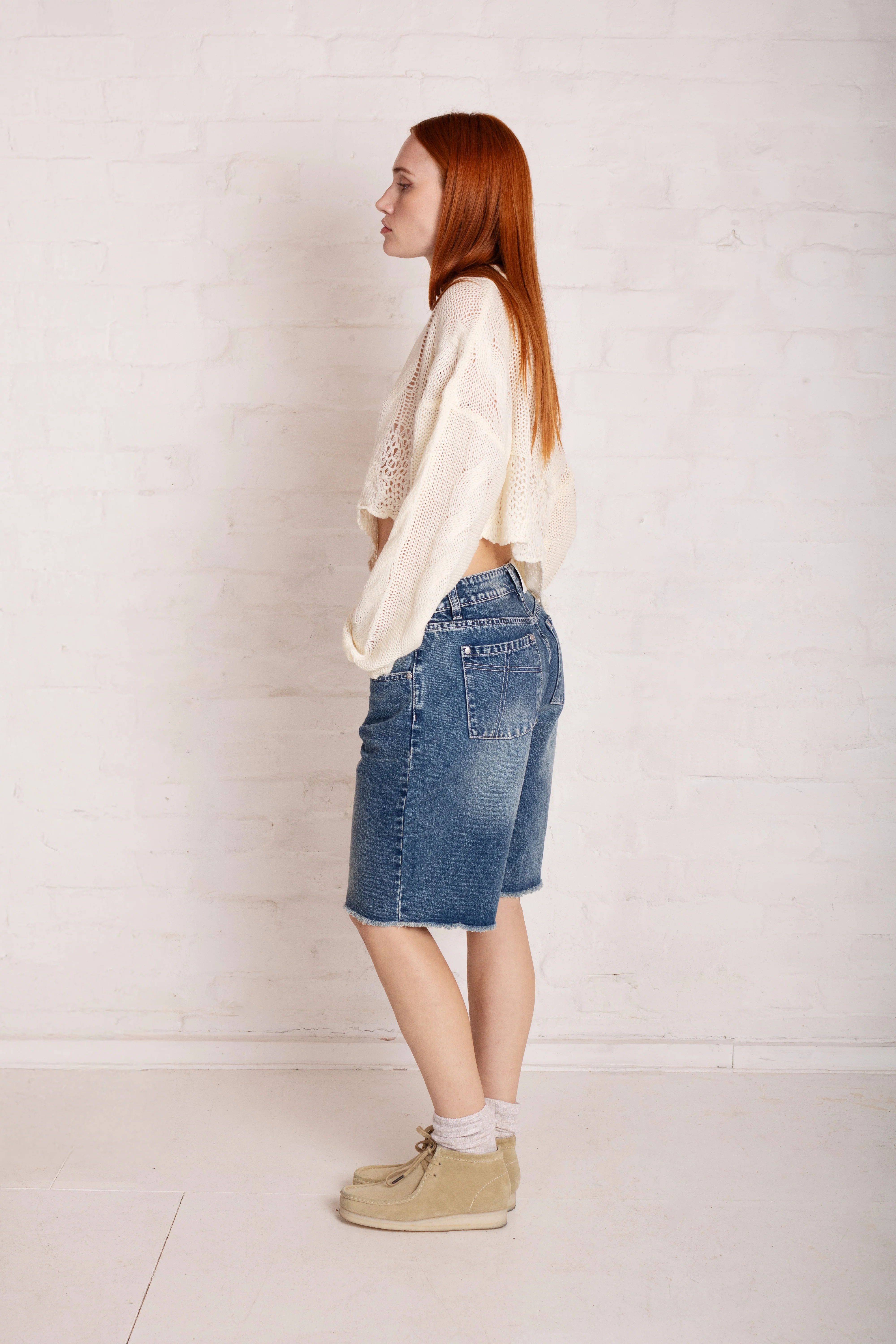 Vintage Washed Blue Jorts - Image 4