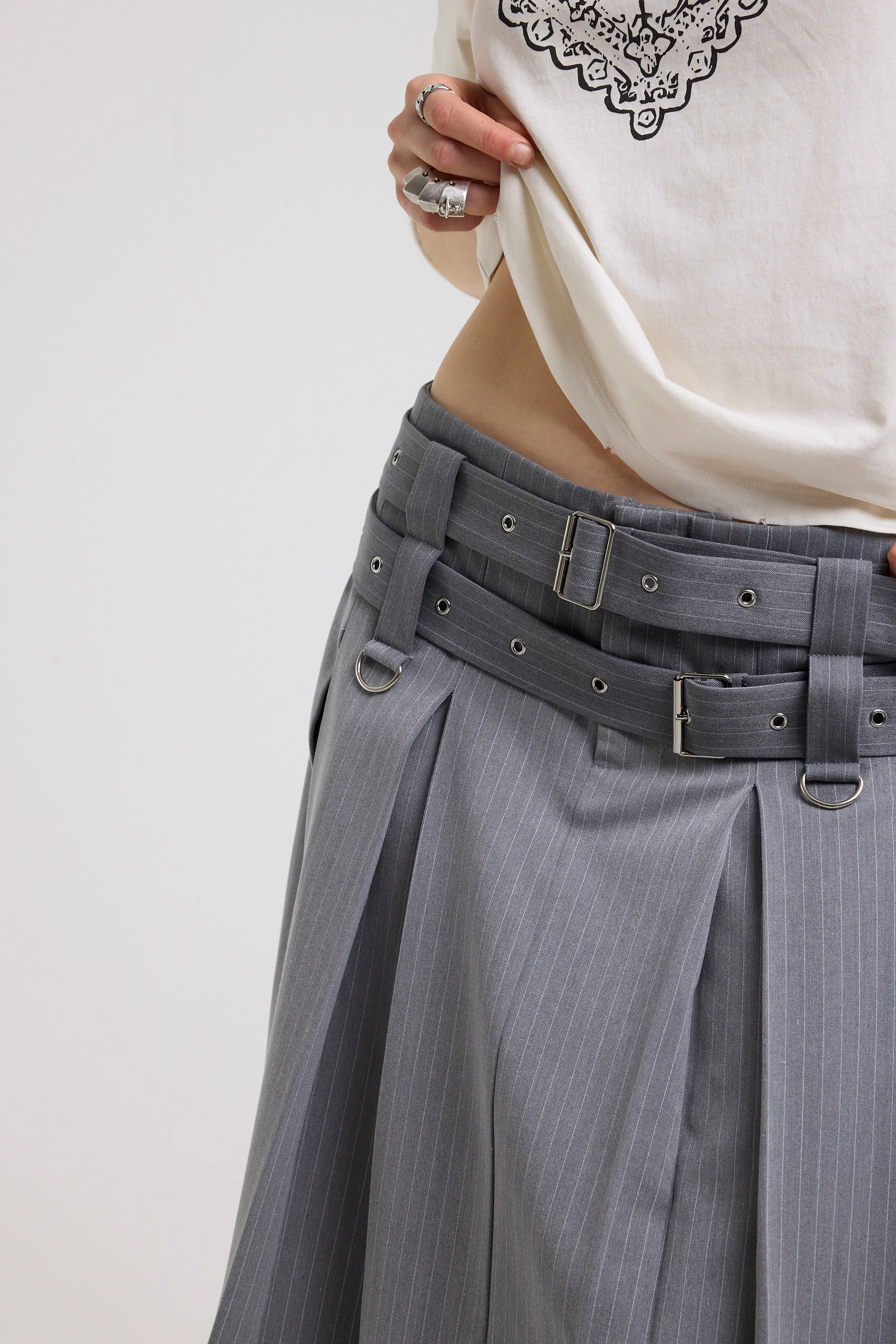 Task Pinstripe Awkward Midi Skirt - Image 3