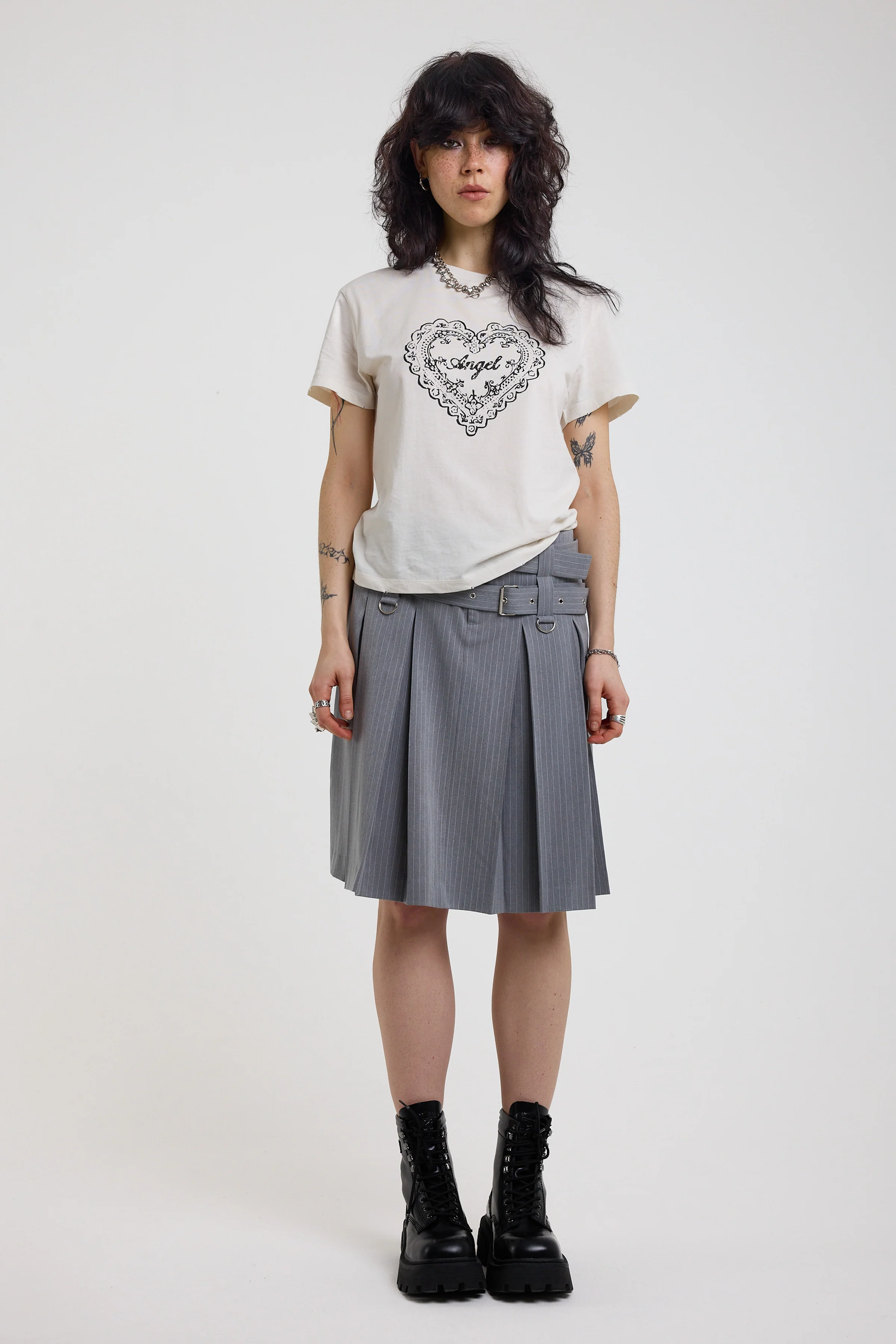 Task Pinstripe Awkward Midi Skirt - Image 4