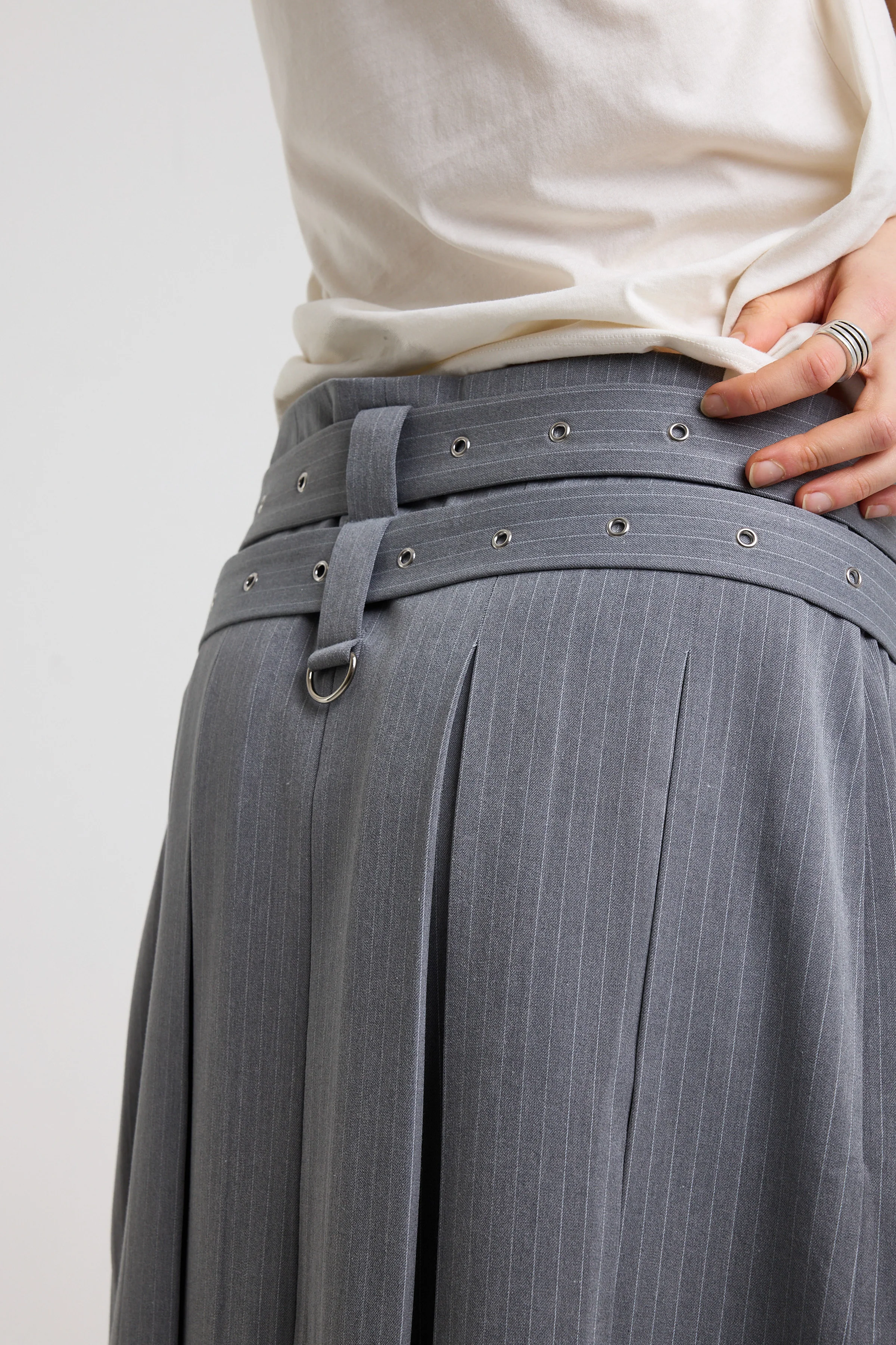 Task Pinstripe Awkward Midi Skirt - Image 6